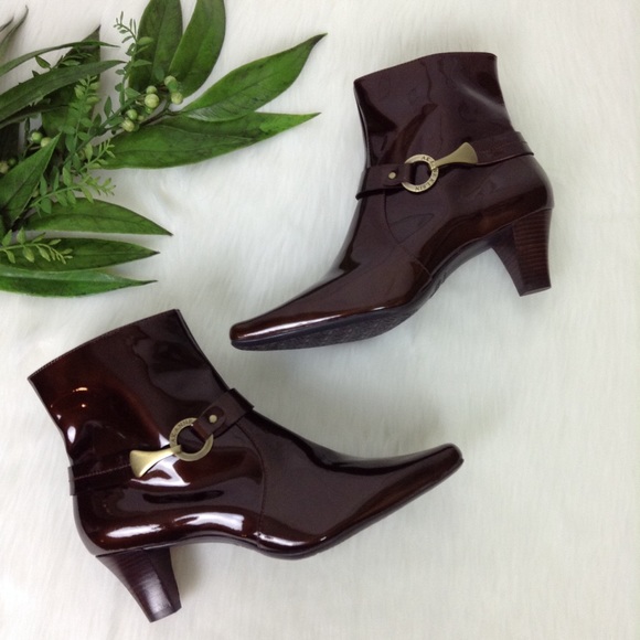 Anne Klein Shoes - Anne Klein I-Flex Dk Bronze Leather Booties SZ 9